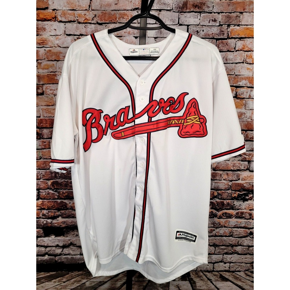 Authentic Majestic Dansby Swanson Size LG Atlanta Braves Cool Base Jersey White